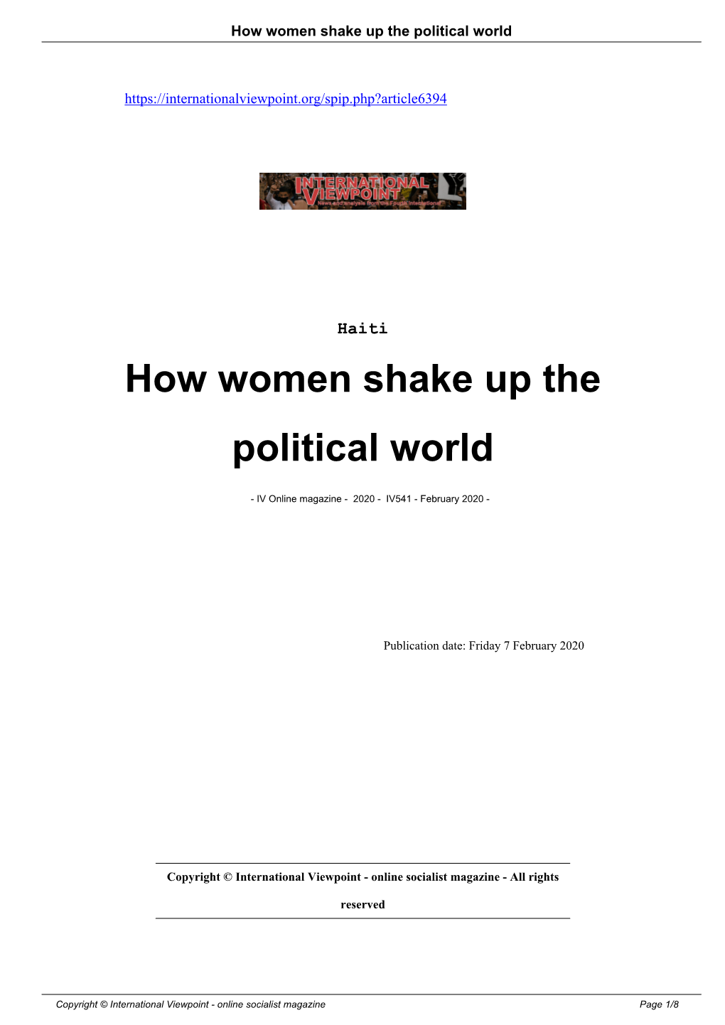 How Women Shake up the Political World