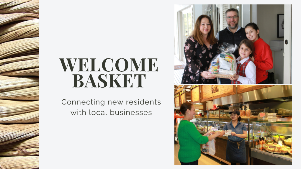 WELCOME BASKET Connecting New Residents with Local Businesses What We Do for You