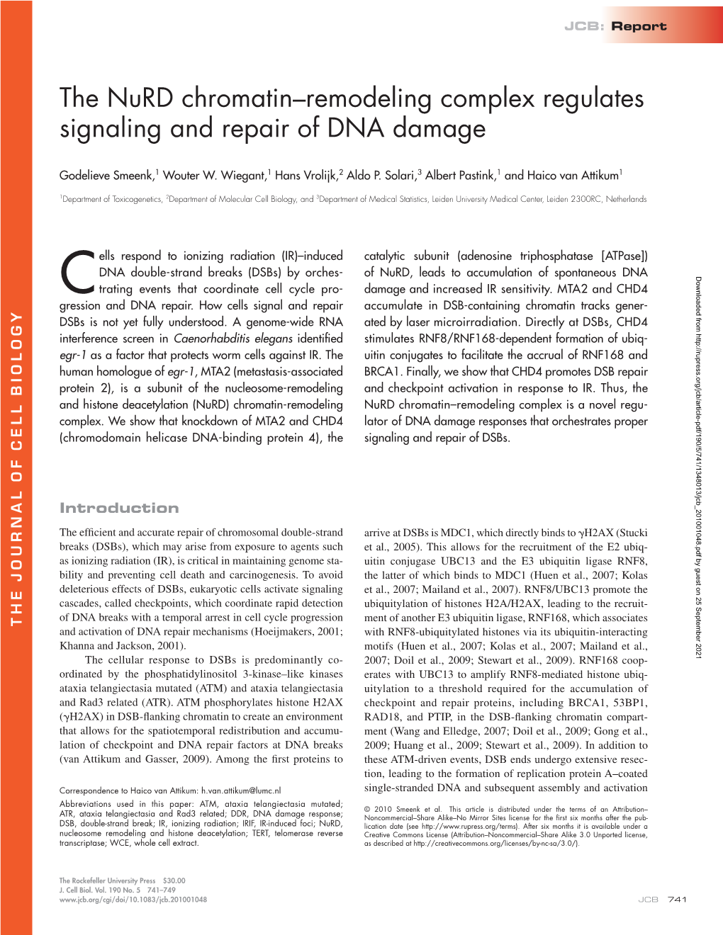 The Nurd Chromatin–Remodeling Complex Regulates Signaling and Repair of DNA Damage