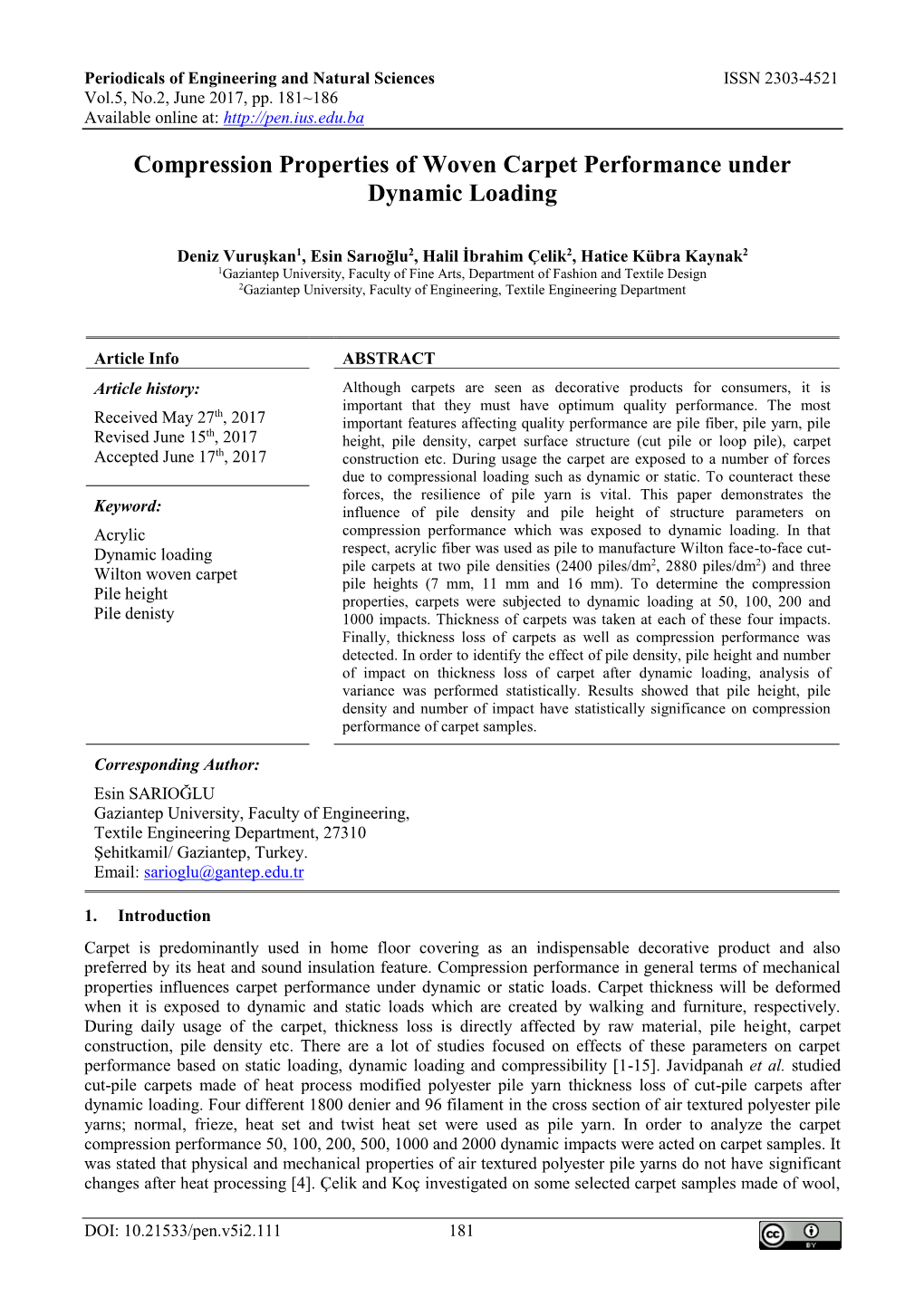 Compression Properties of Woven Carpet Performance Under Dynamic Loading