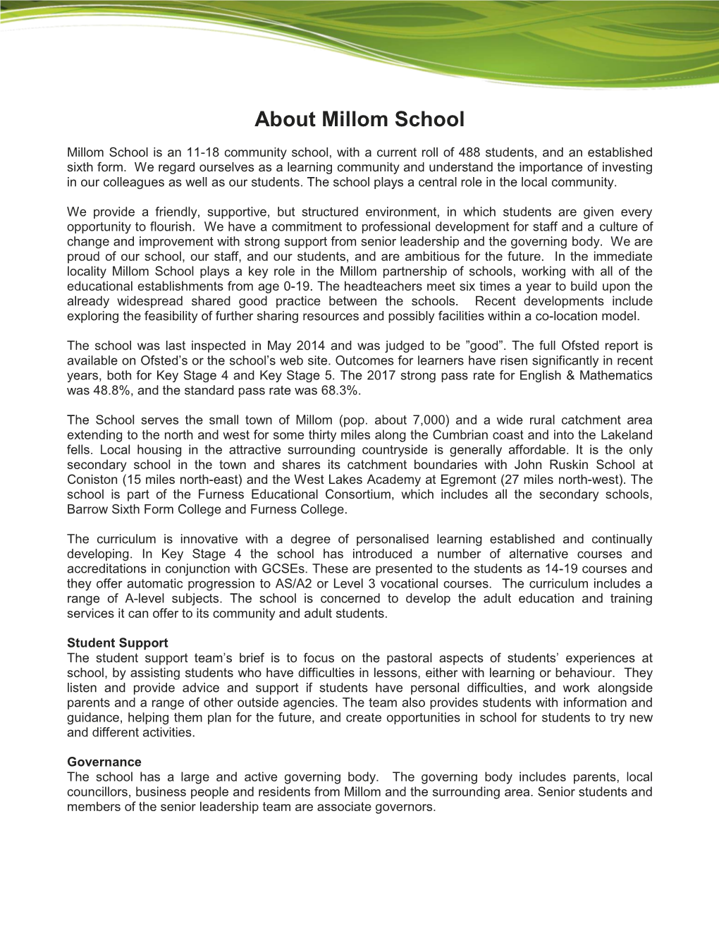 About Millom School