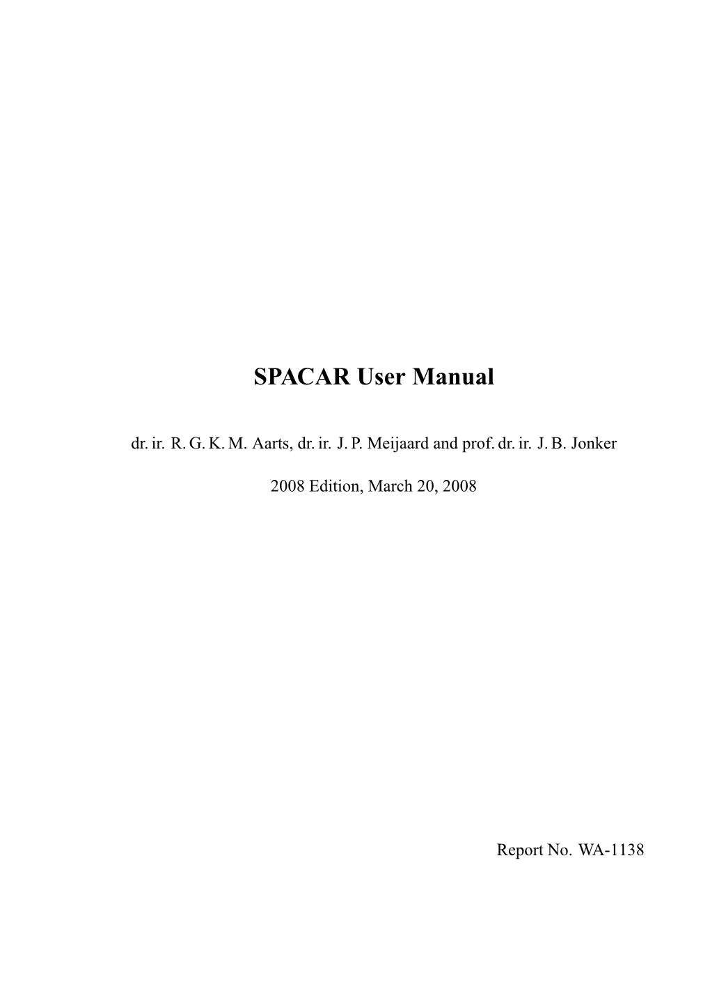 SPACAR User Manual Dr