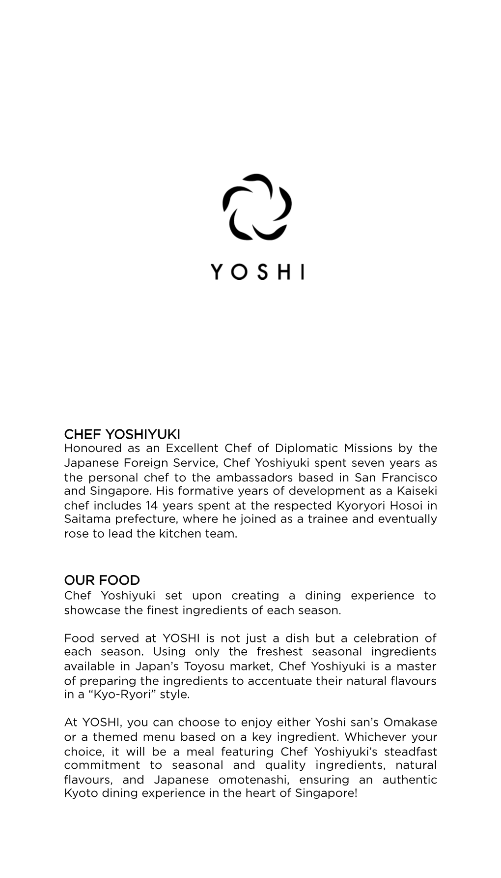 Chef Yoshiyuki Our Food