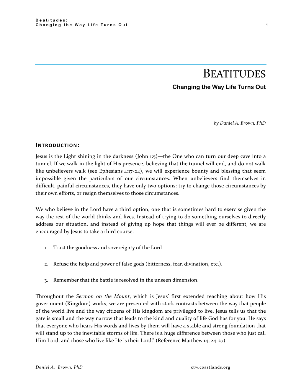 Beatitudes—Changing the Way Life Turns