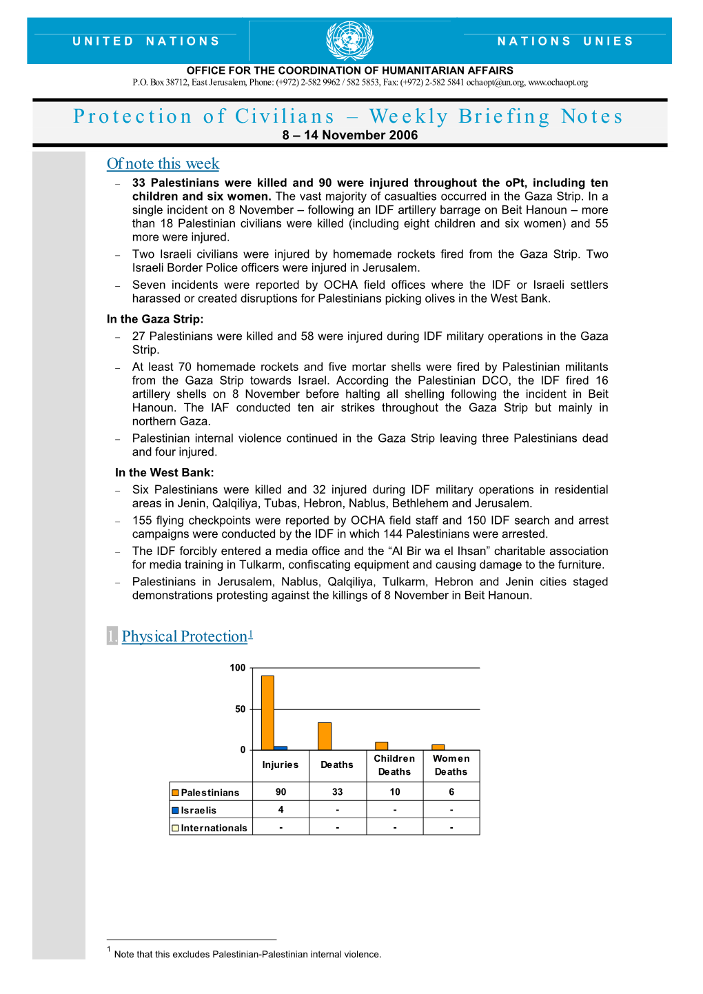 Protection of Civilians – Weekly Briefing Notes