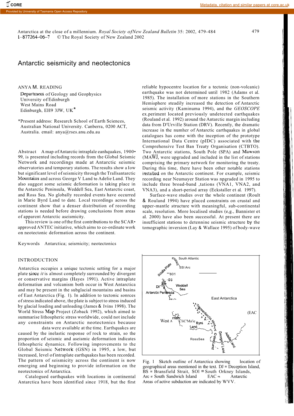 Antarctic Seismicity and Neotectonics :11