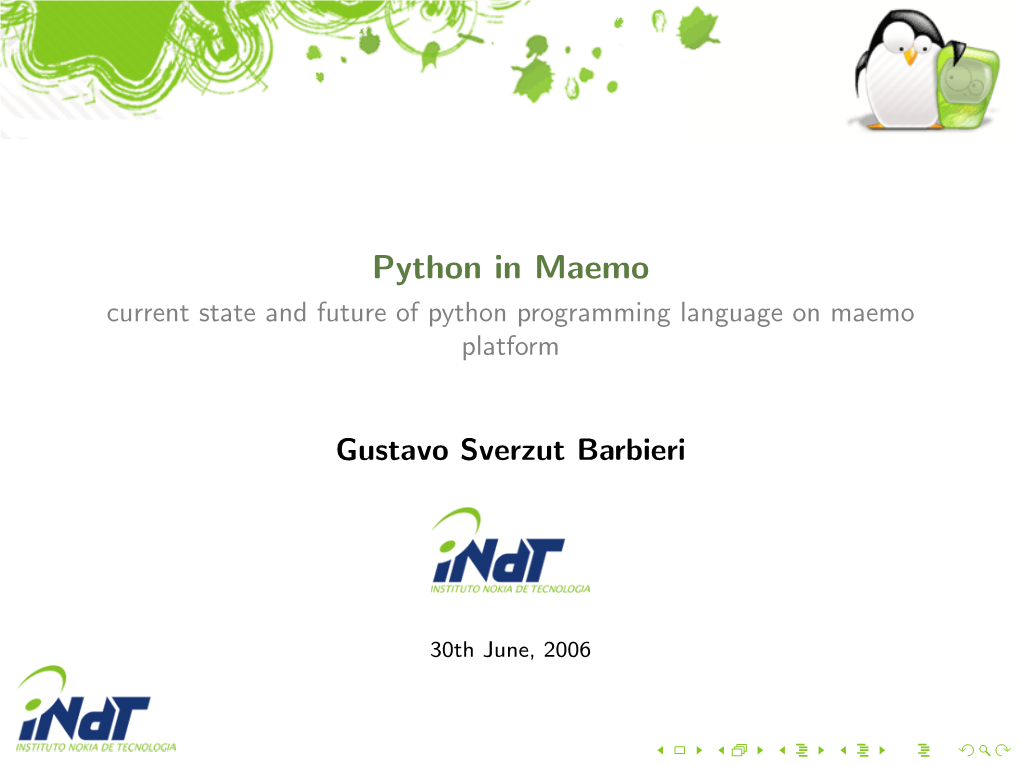 Python in Maemo Current State and Future of Python Programming Language on Maemo Platform