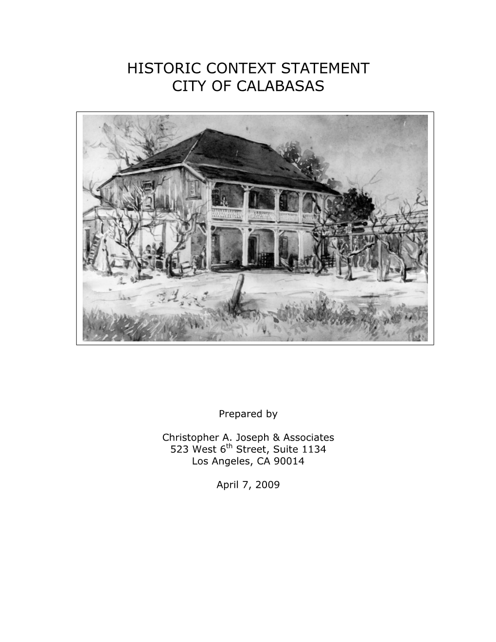 Historic Context Statement City of Calabasas