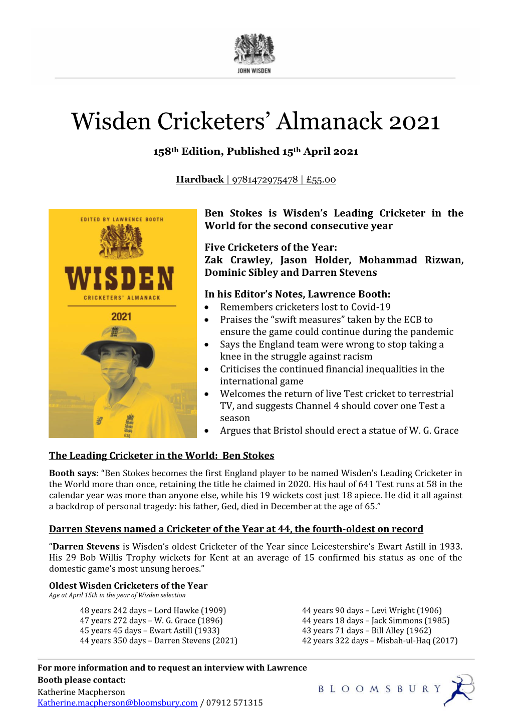 Wisden Cricketers' Almanack 2021