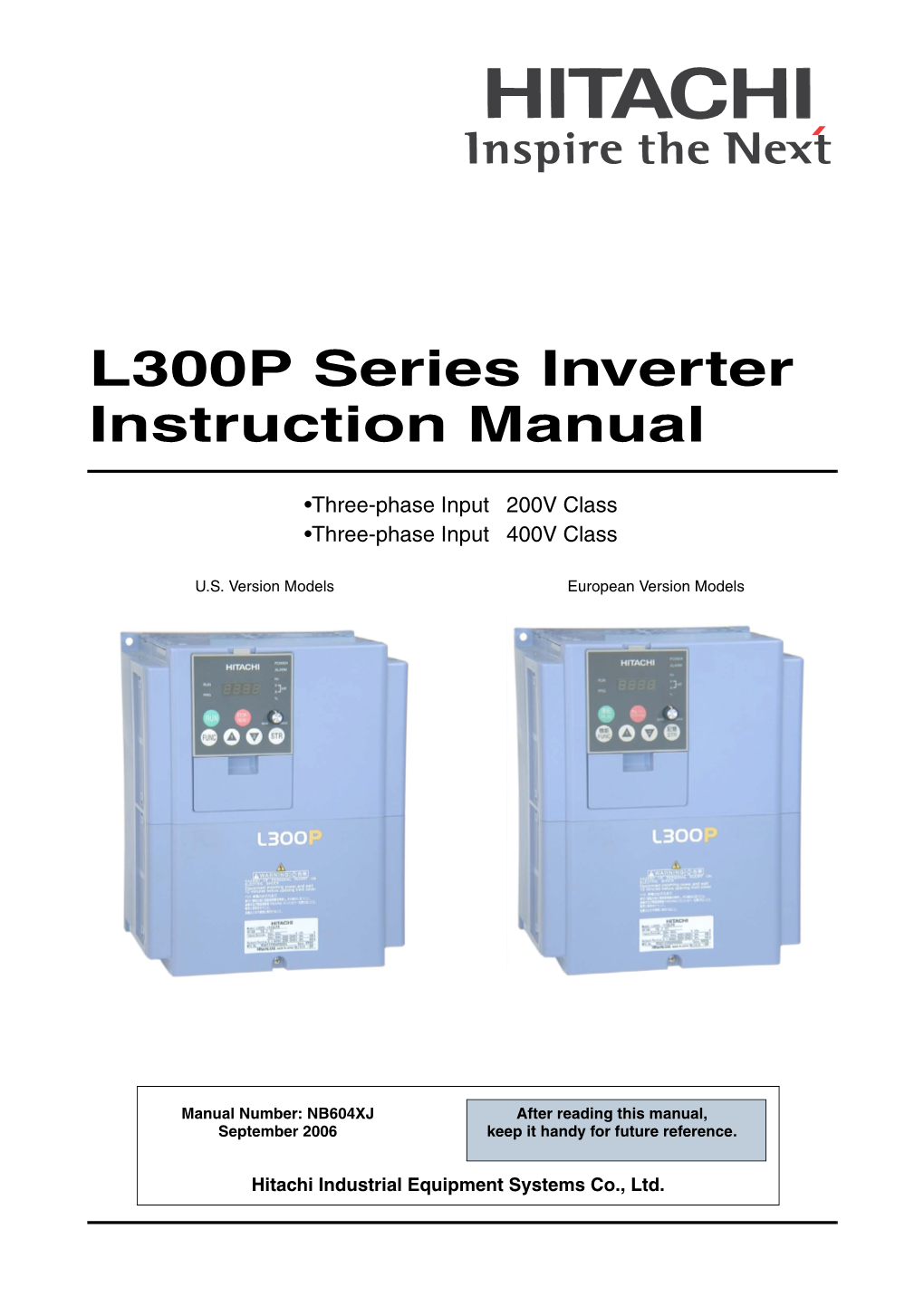 Hitachi L300P Series Inverter Instruction Manual