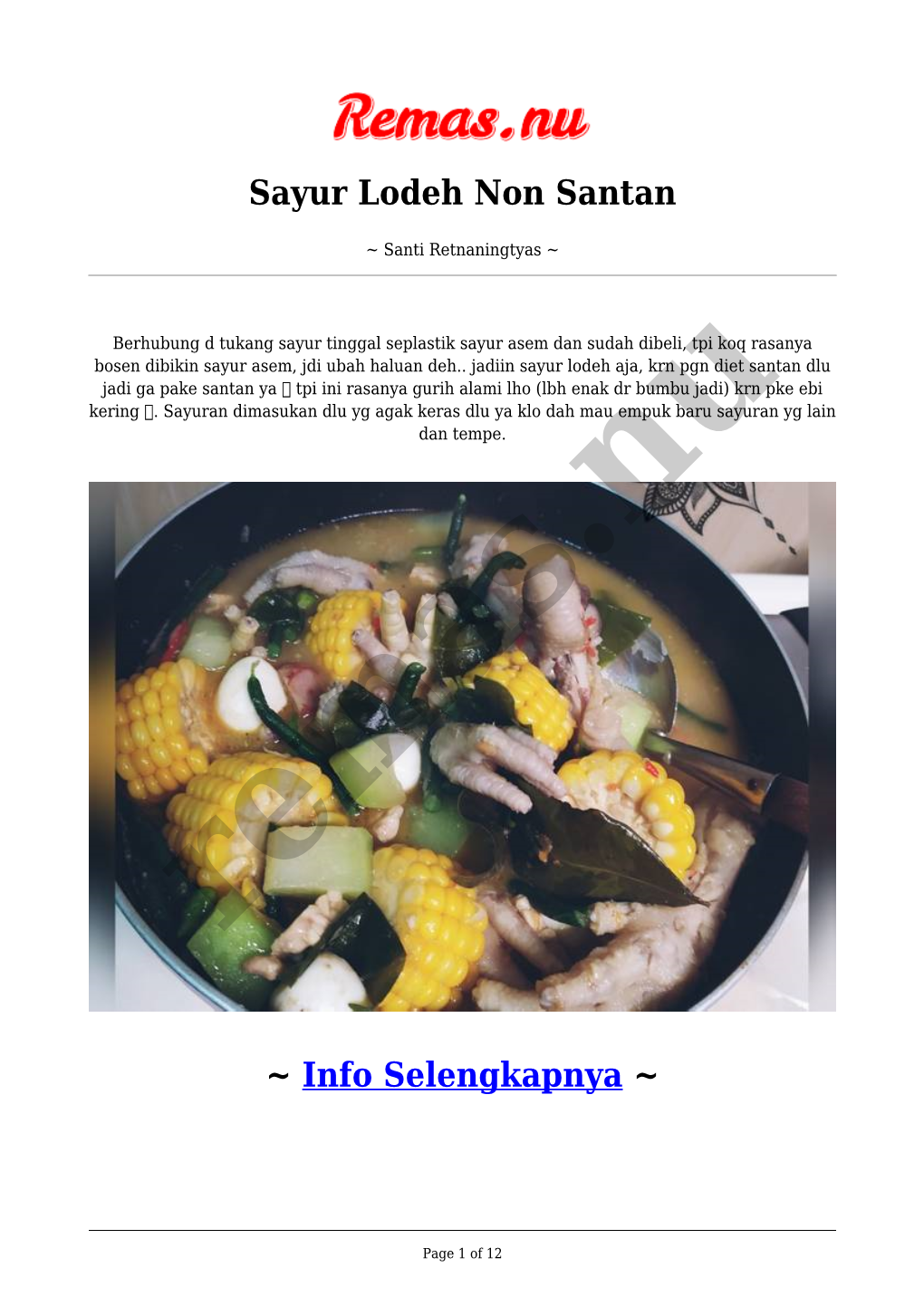 Sayur Lodeh Non Santan