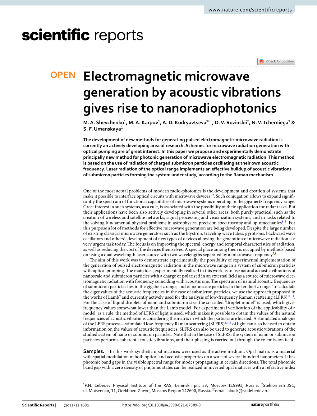 Electromagnetic Microwave Generation by Acoustic Vibrations Gives Rise to Nanoradiophotonics M