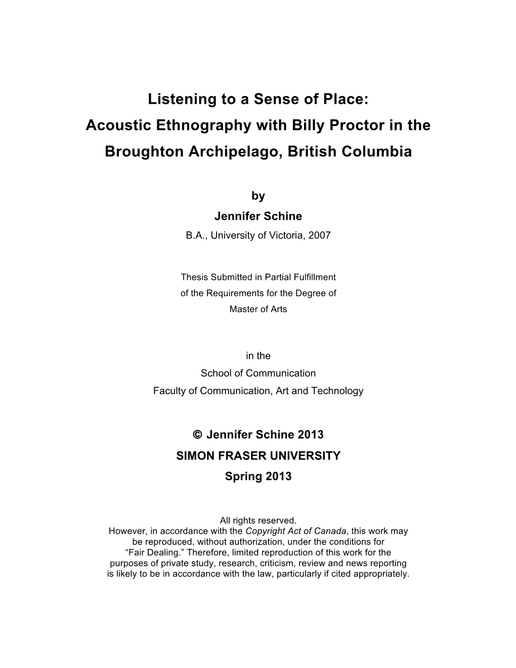 Acoustic Ethnography with Billy Proctor in the Broughton Archipelago, British Columbia