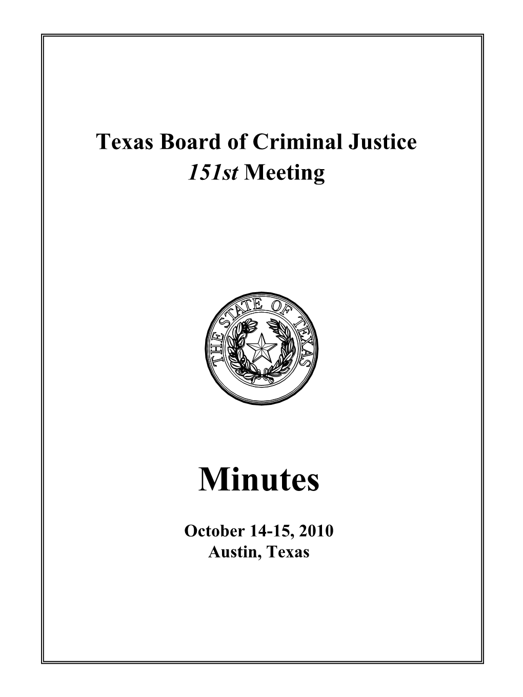 Texas Board of Criminal Justice Meeting Summary, October 14-15