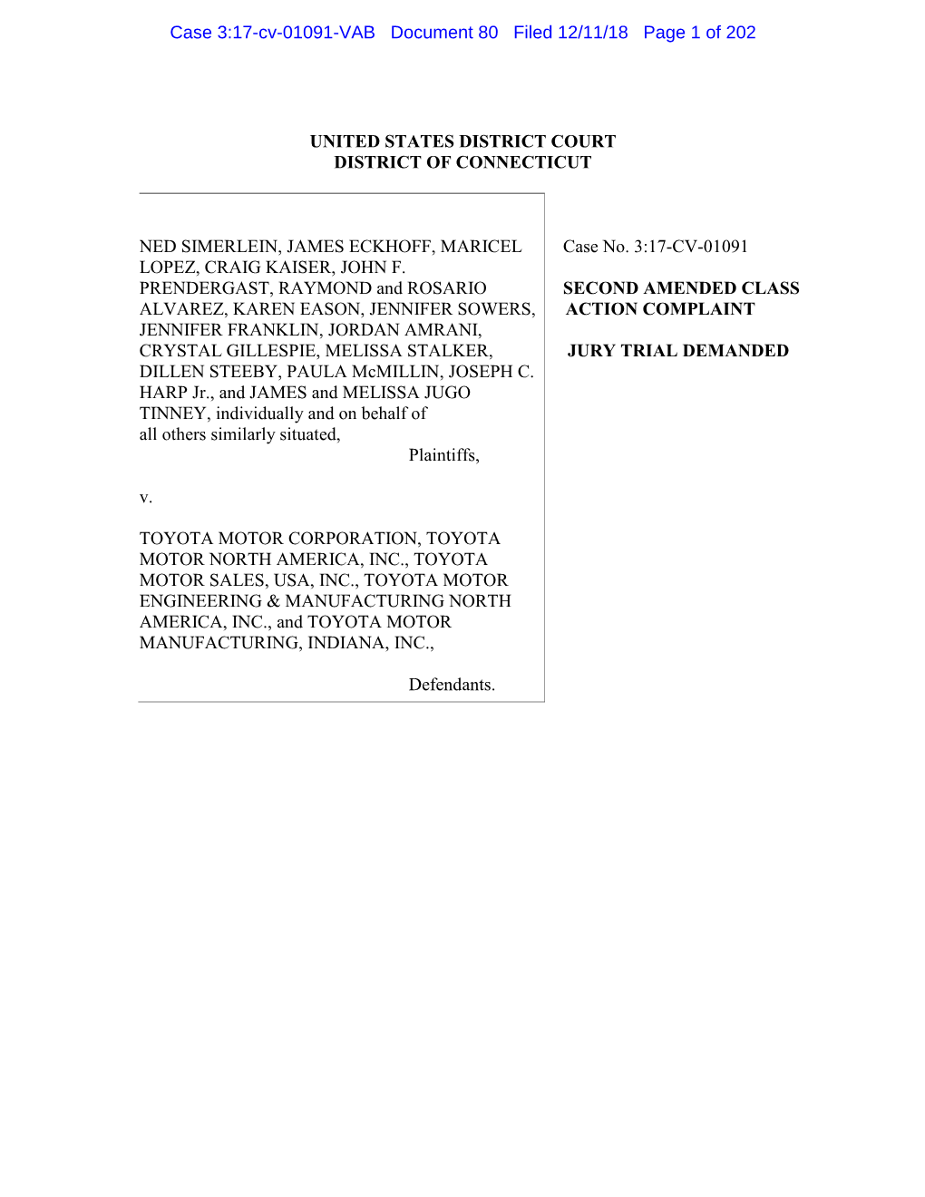 Case 3:17-Cv-01091-VAB Document 80 Filed 12/11/18 Page 1 of 202