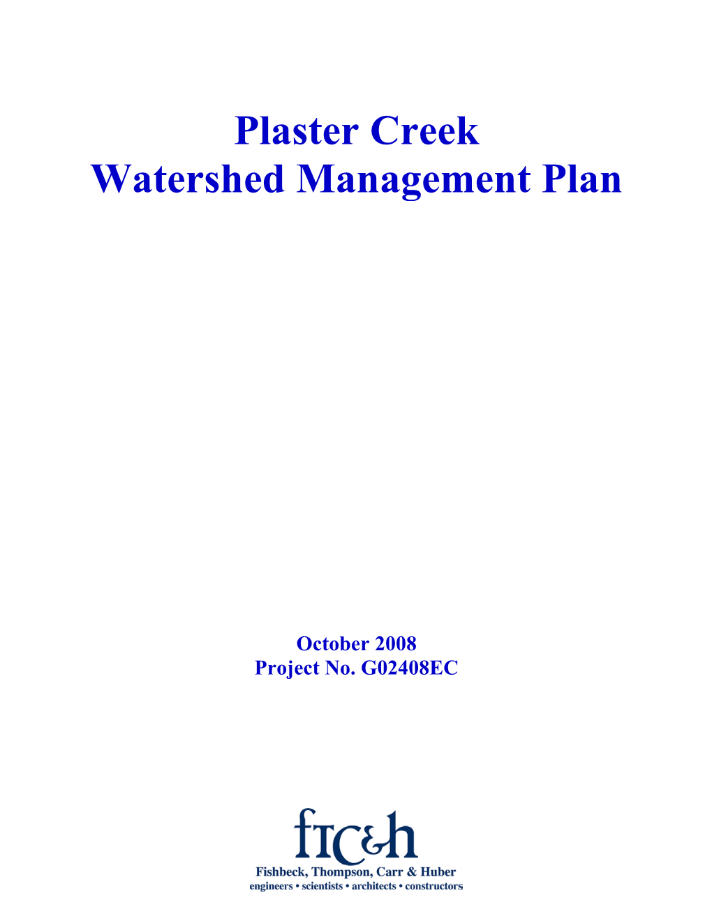 Plaster Creek Watershed Management Plan