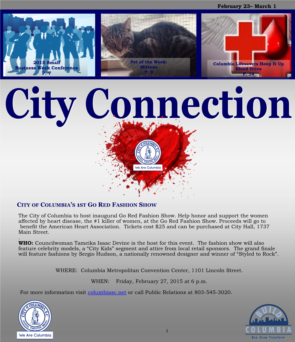 February 23– March 1 the City of Columbia to Host Inaugural Go Red