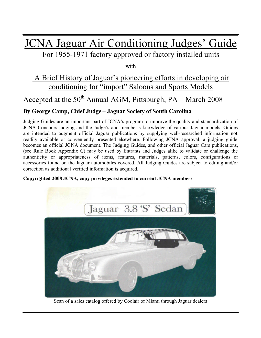 JCNA Jaguar Air Conditioning Judges' Guide