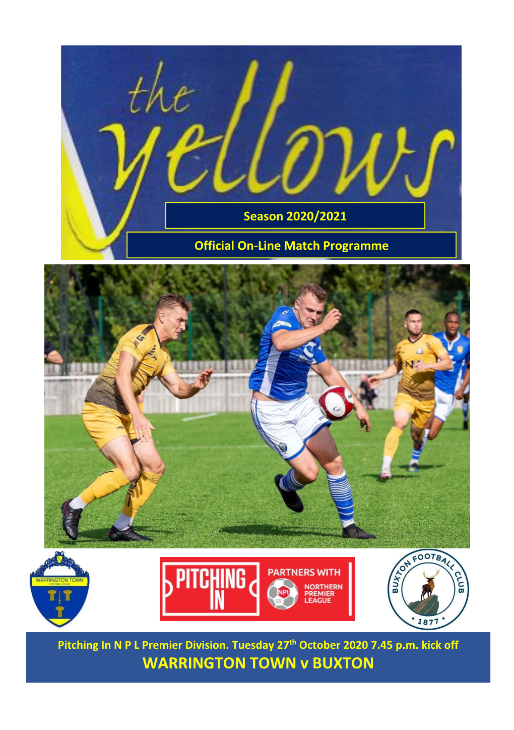 To Download the Online Match Programme for Warrington Town V Buxton