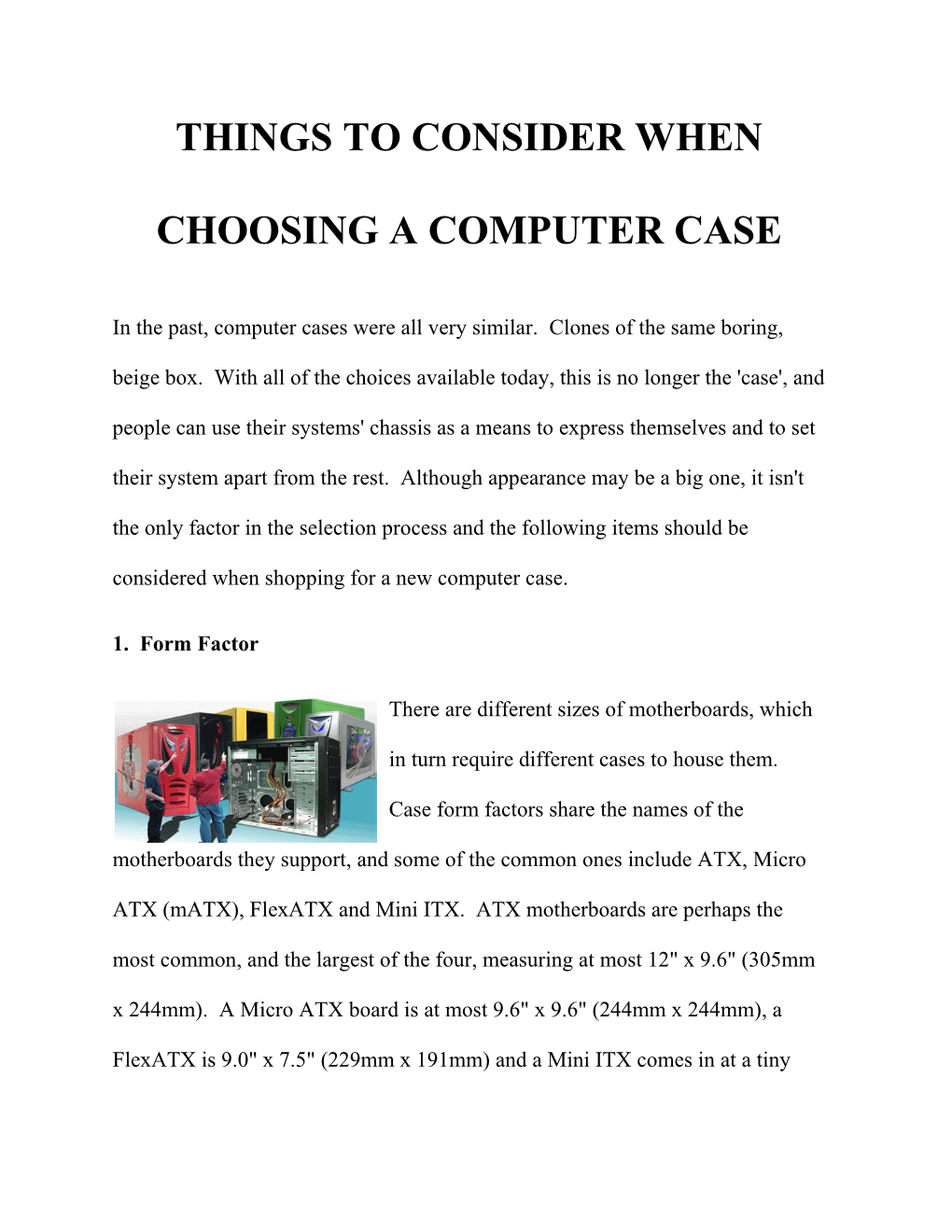 Things to Consider When Choosing a Computer Case