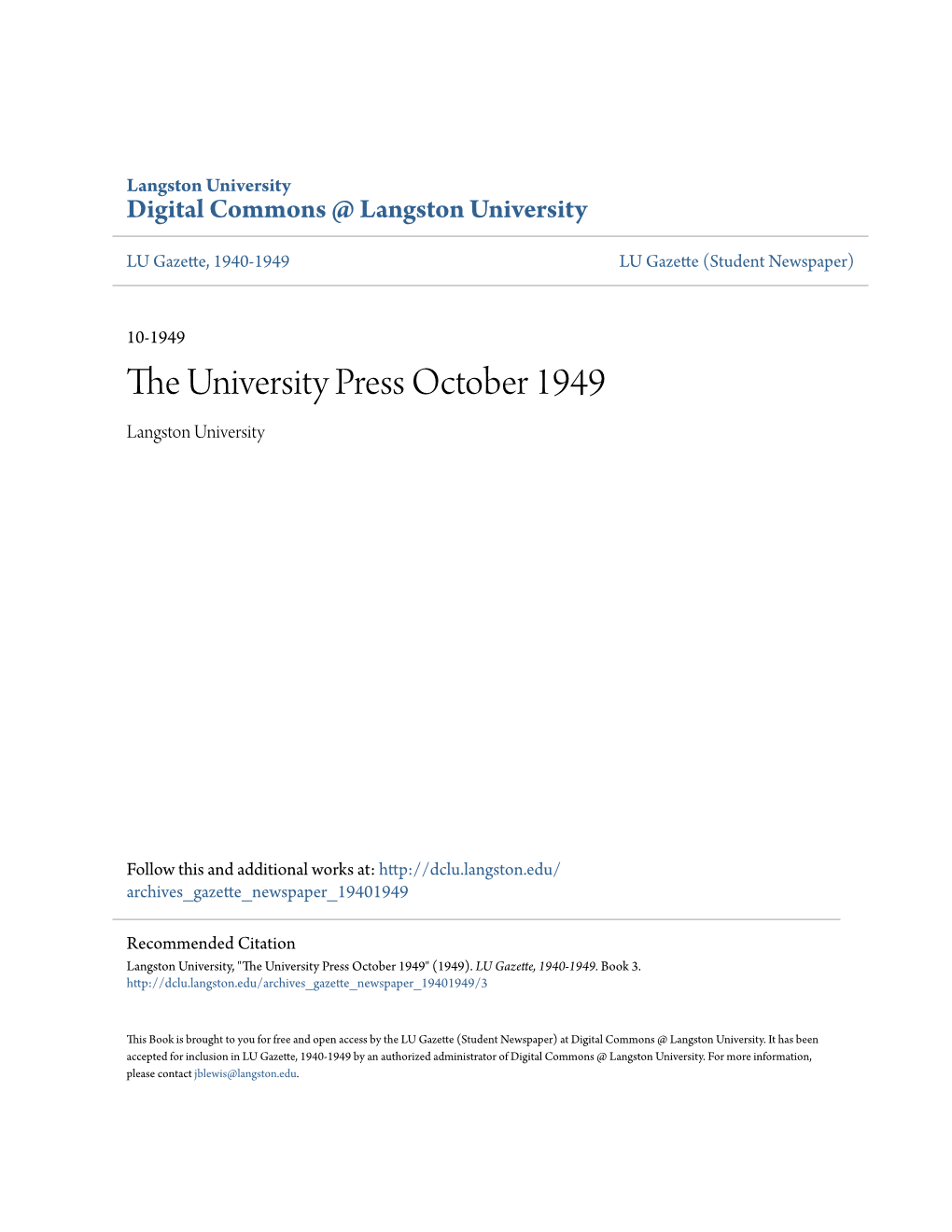 The University Press October 1949