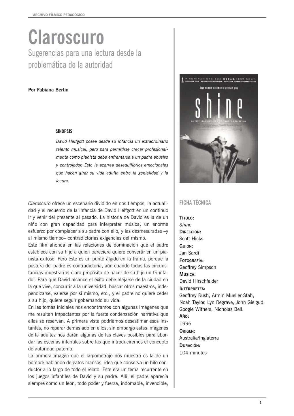 Claroscuro Sugerencias Para Una Lectura Desde La Problemática De La Autoridad