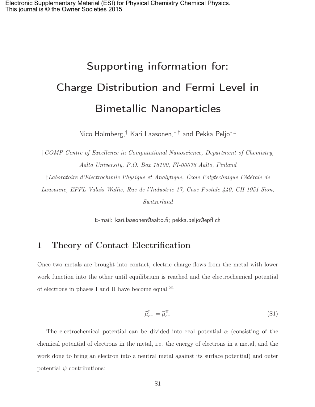 Charge Distribution and Fermi Level in Bimetallic Nanoparticles
