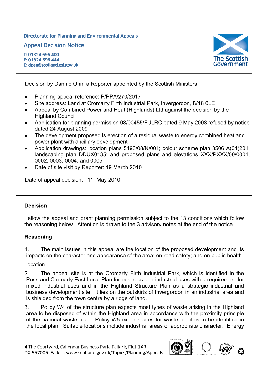 Appeal Decision Notice Decision I Allow the Appeal and Grant Planning Permission Subject to the 13 Conditions Which Follow the R