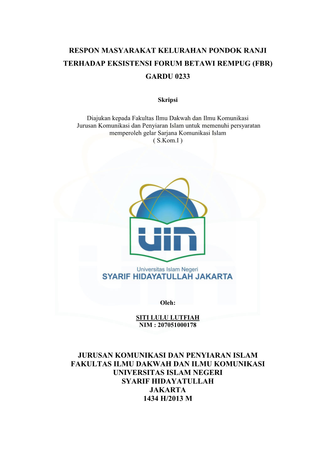 (Fbr) Gardu 0233 Jurusan Komunikasi Dan Penyia