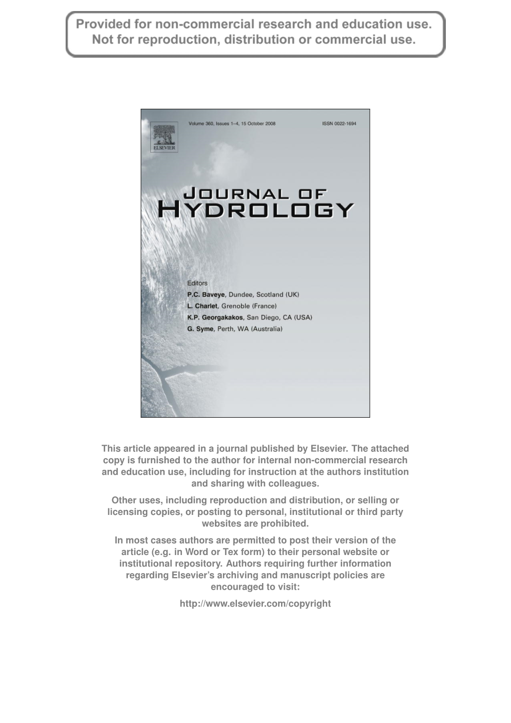 Author's Personal Copy Daily Hydrological Modeling in The