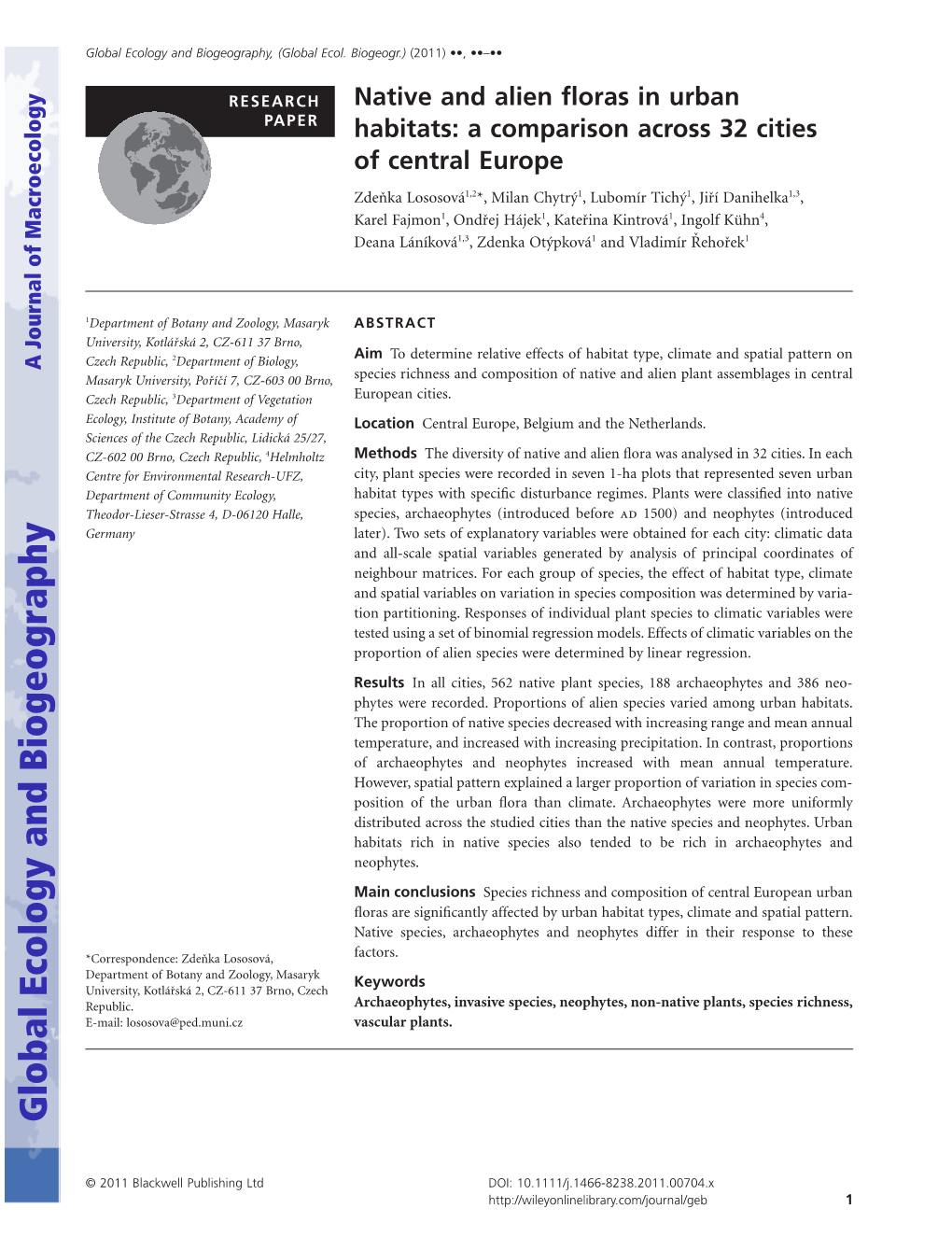 Native and Alien Floras in Urban Habitats