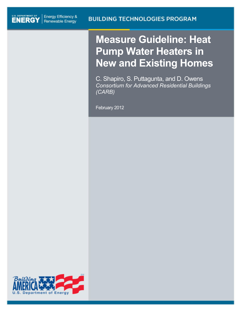 Measure Guideline: Heat Pump Water Heaters in New and Existing Homes