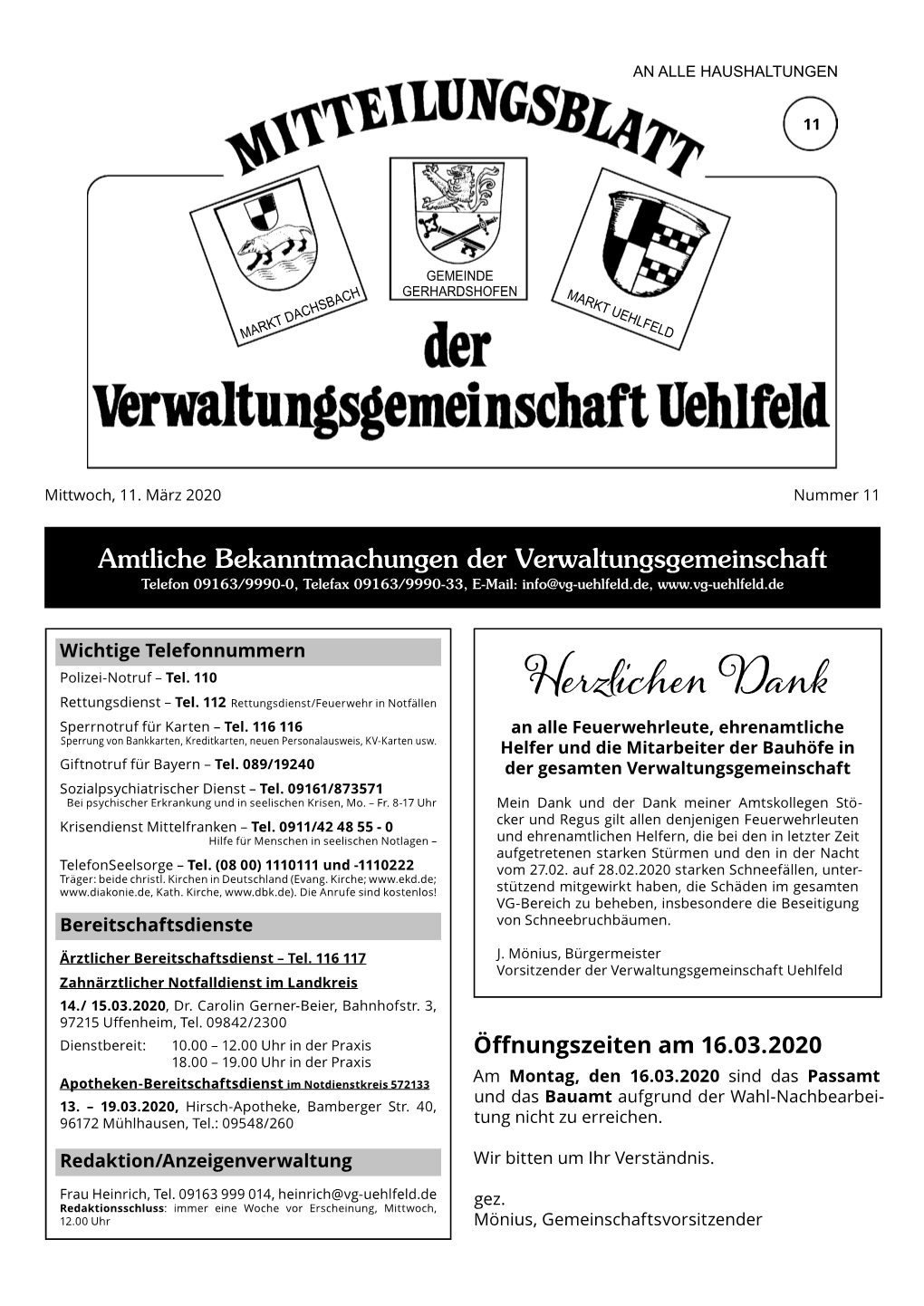 Mitteilungsblatt KW 11 2020