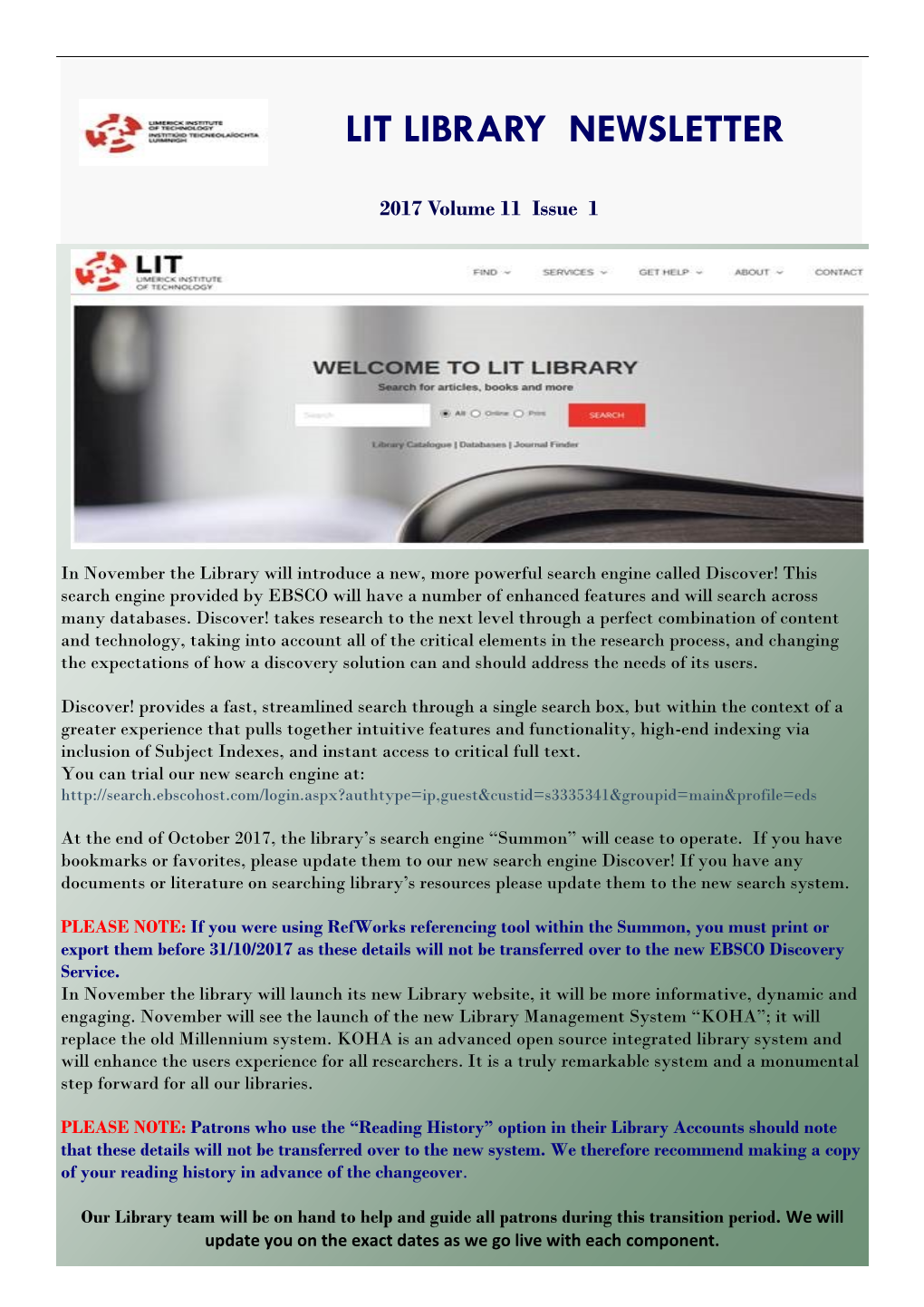 Lit Library Newsletter