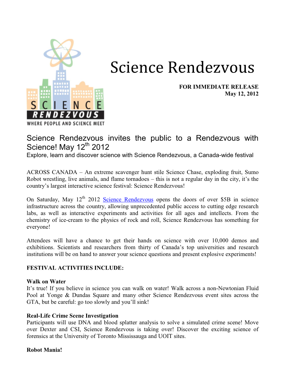 Science Rendezvous