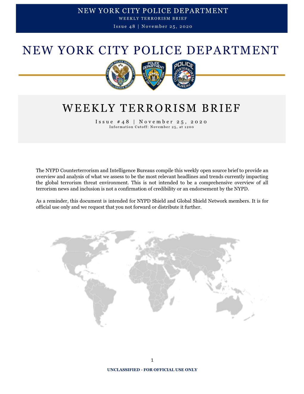 NYPD Weekly Terrorism Brief 48 2020