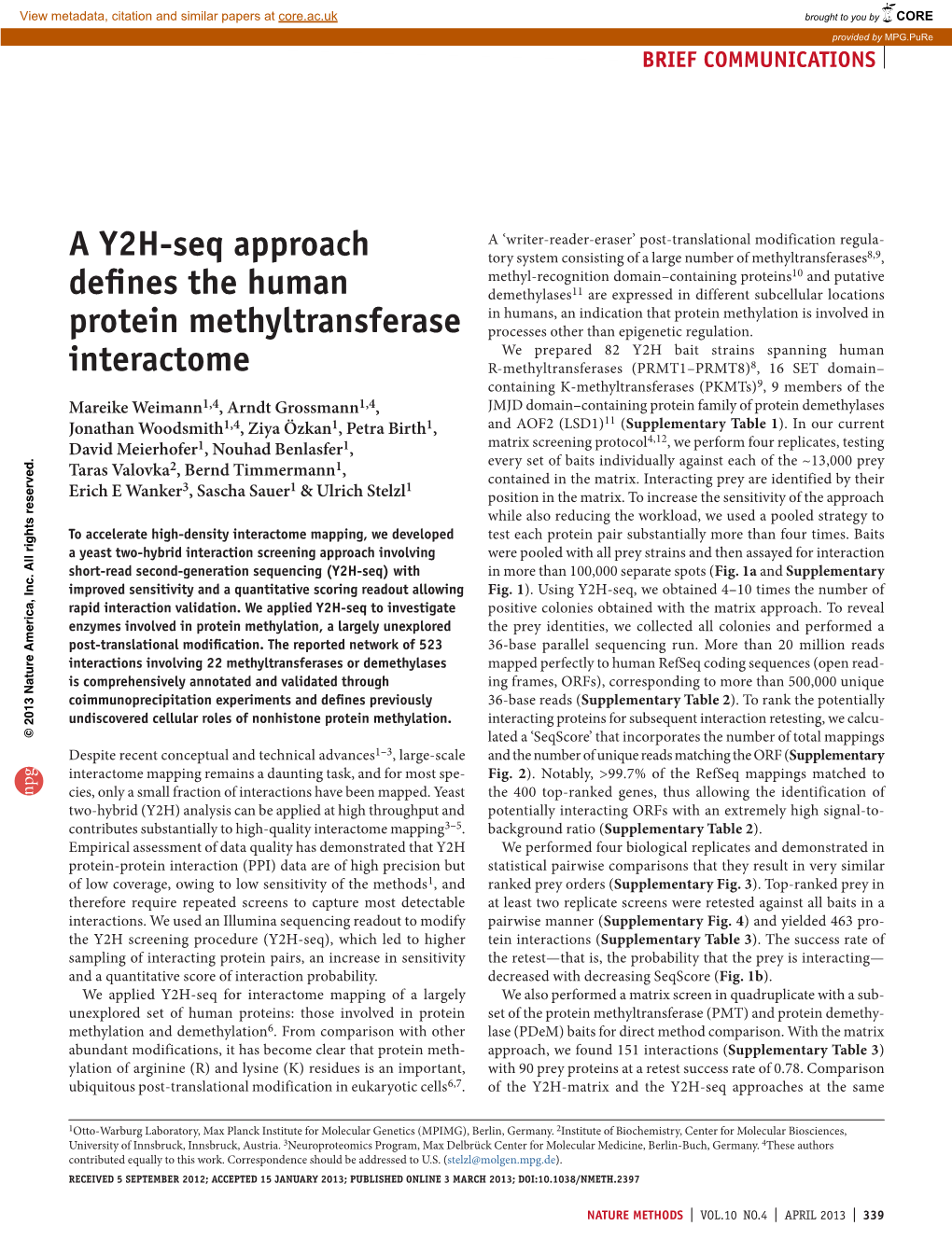 A Y2h-Seq Approach Defines the Human Protein Methyltransferase