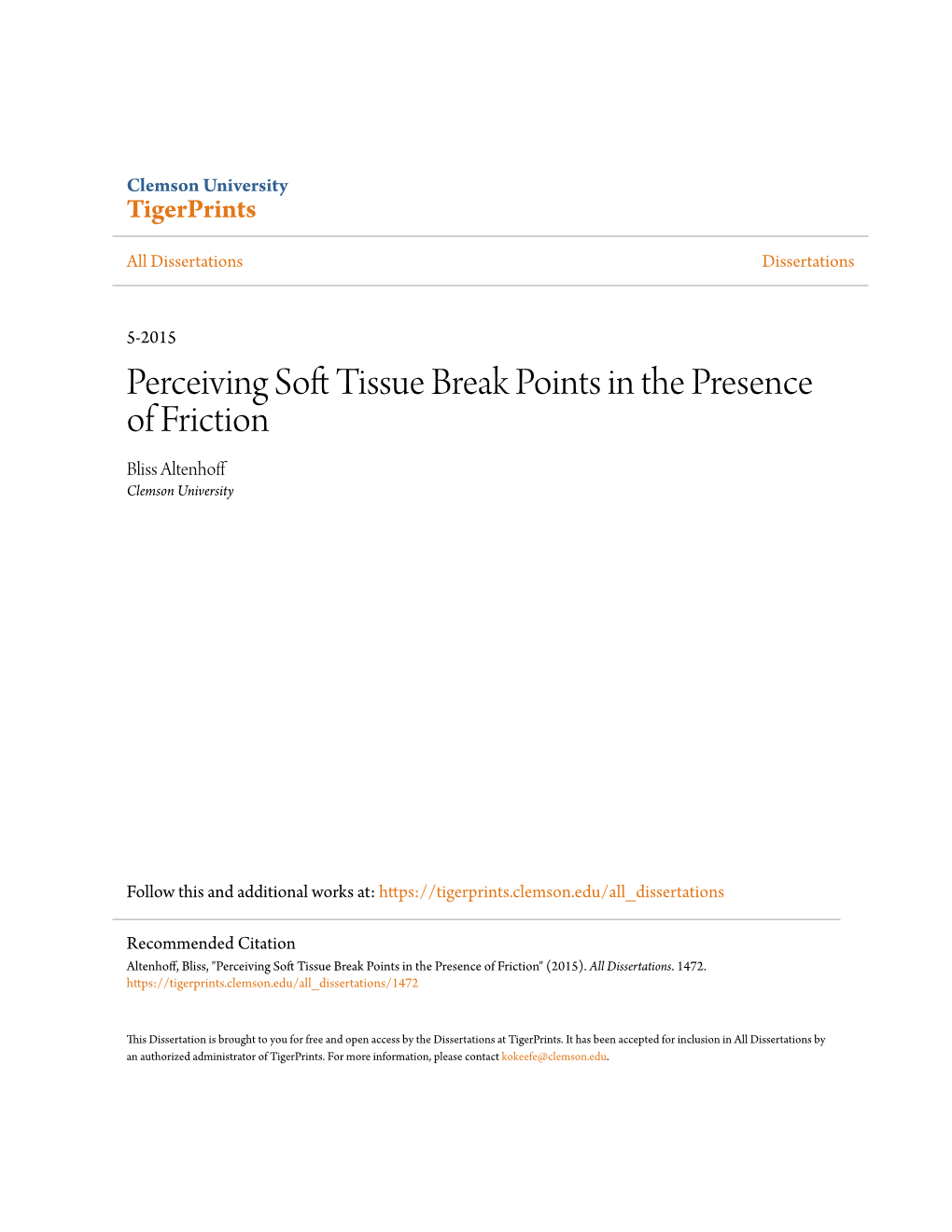 Perceiving Soft Tissue Break Points in the Presence of Friction