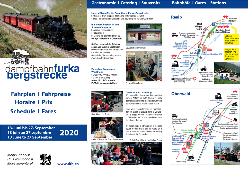 Faltprospekt Fahrplan Und Preise 2020 Furka-Dampfbahn