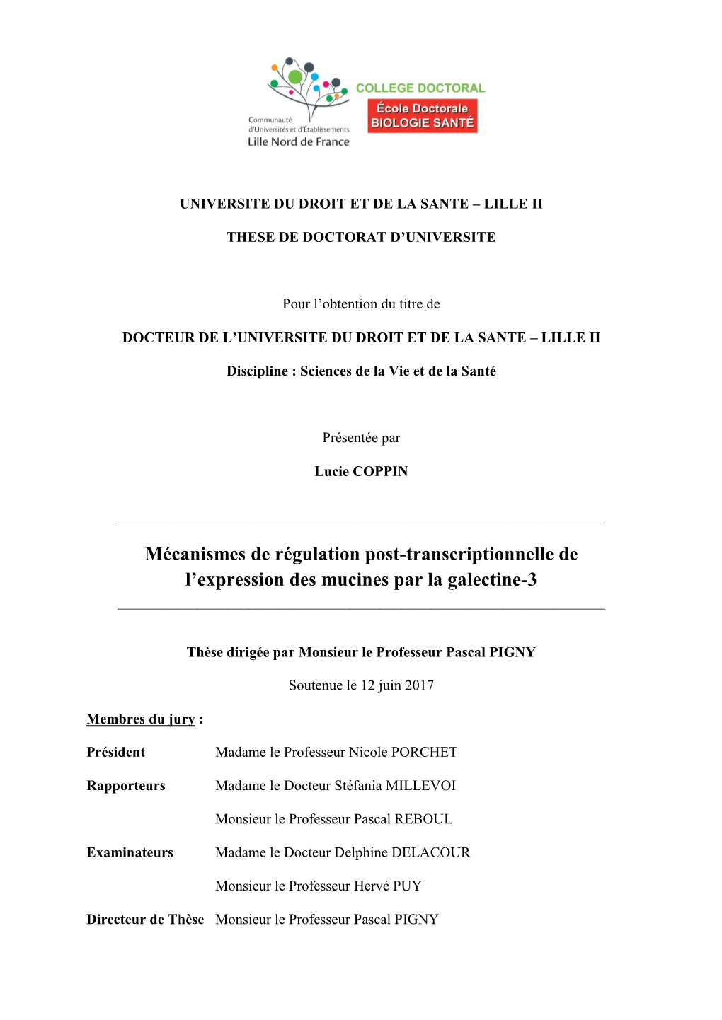 Mécanismes De Régulation Post-Transcriptionnelle De L'expression Des Mucines Par La Galectine-3