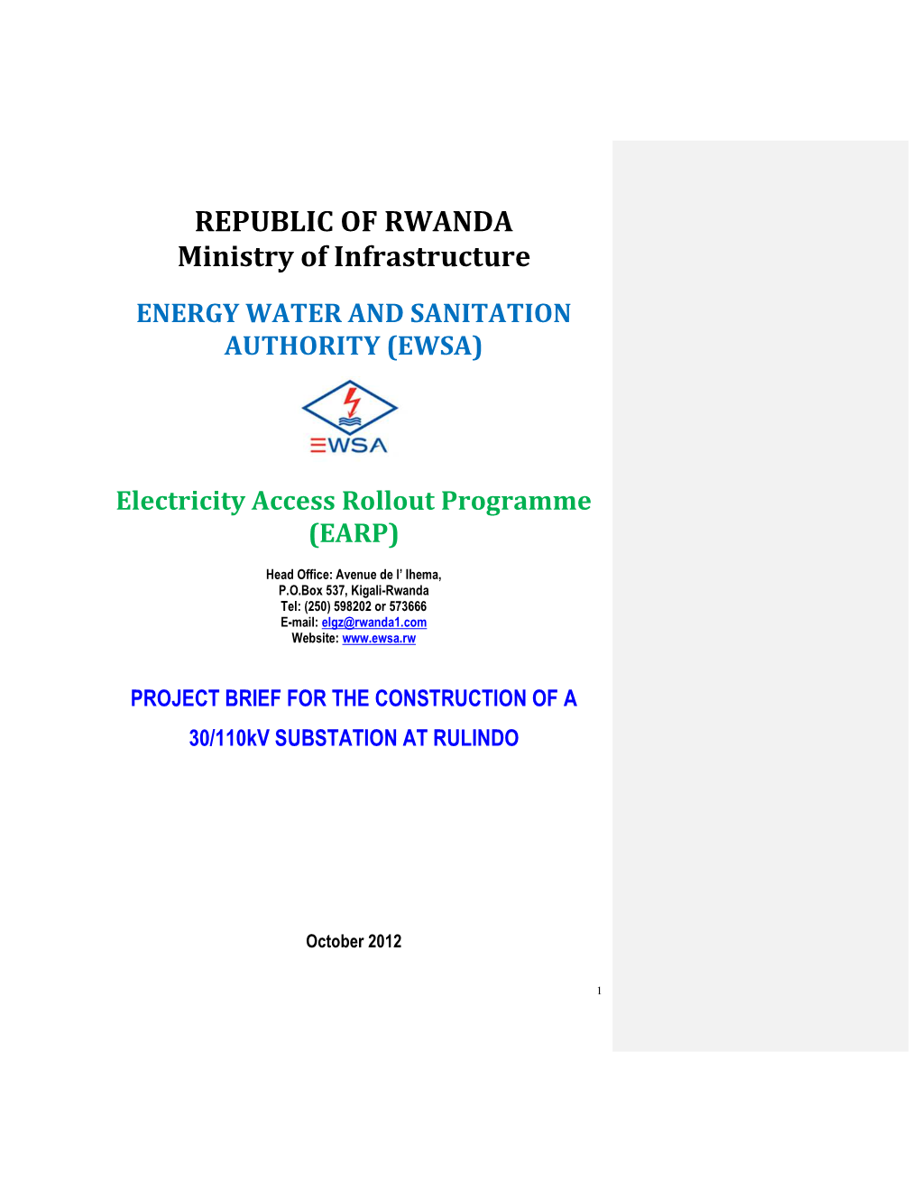 EMP 30 110Kv Rulindo Substation Construction for ADB FINAL