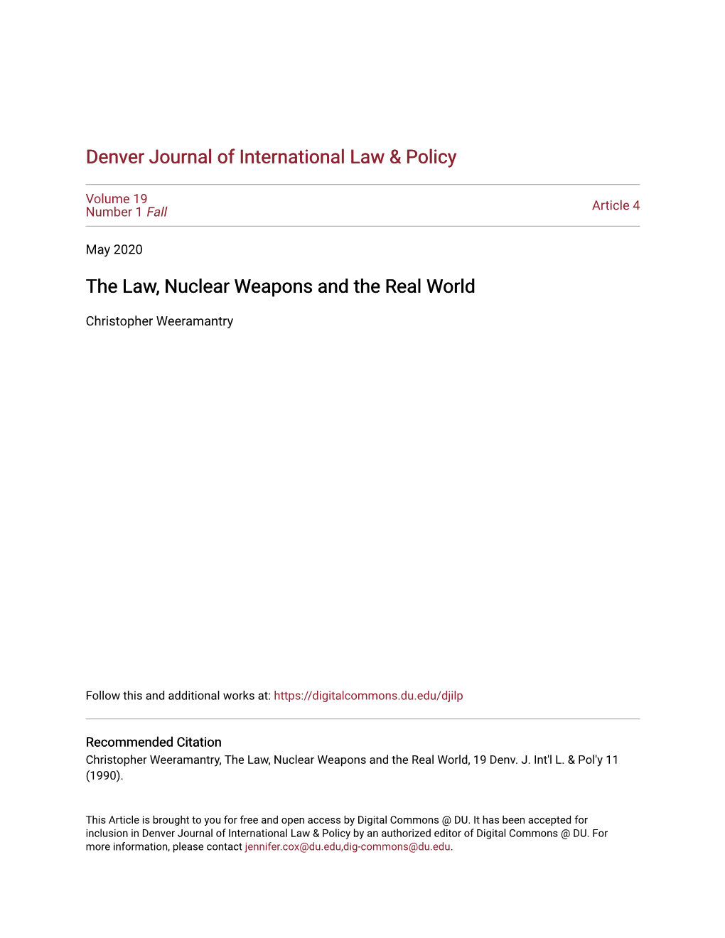 The Law, Nuclear Weapons and the Real World