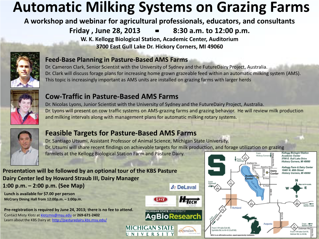 Workshop on Automatic Milking Systems in Pasture -Based Farms