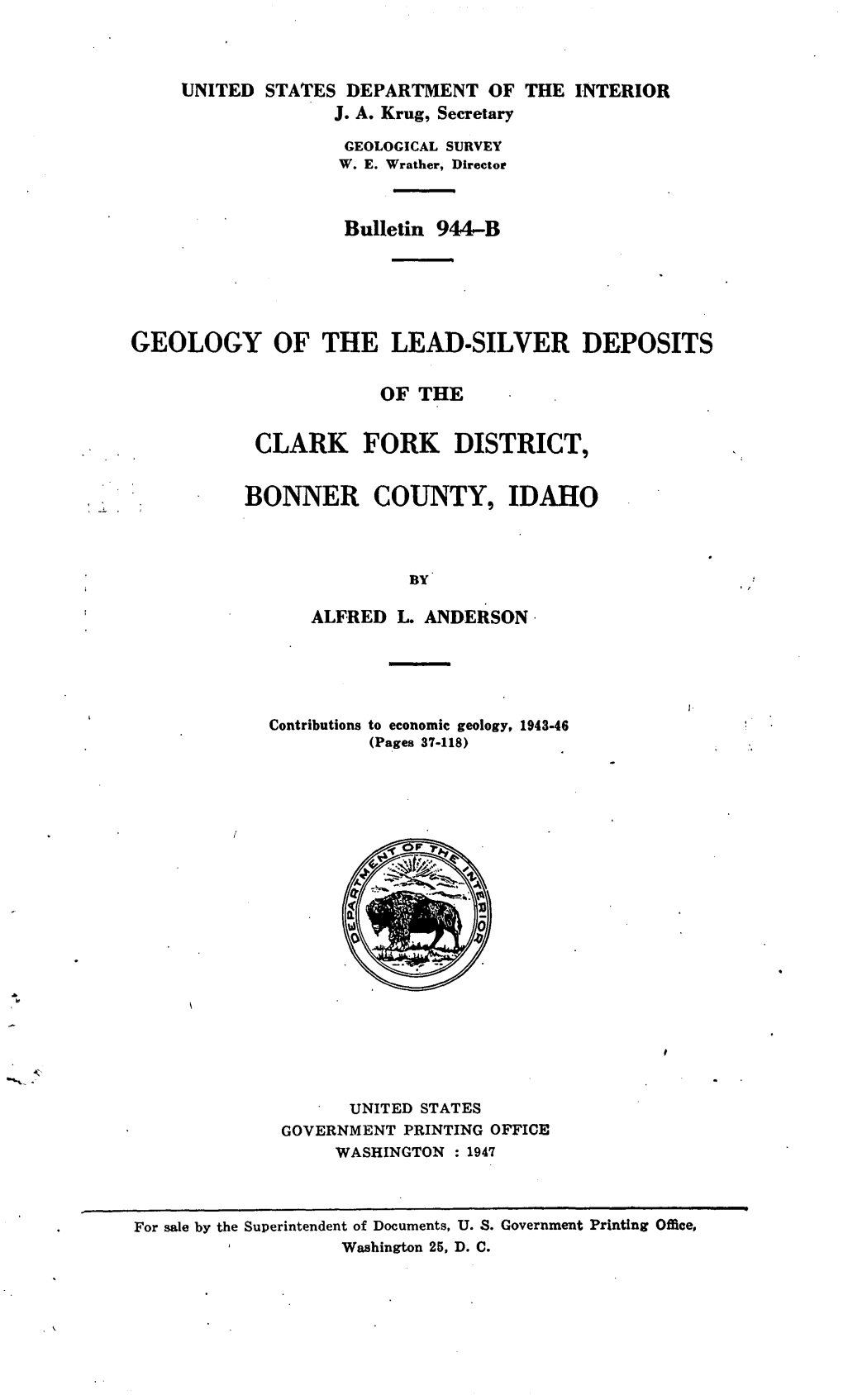 Geology of the Lead-Silver Deposits Clark Fork