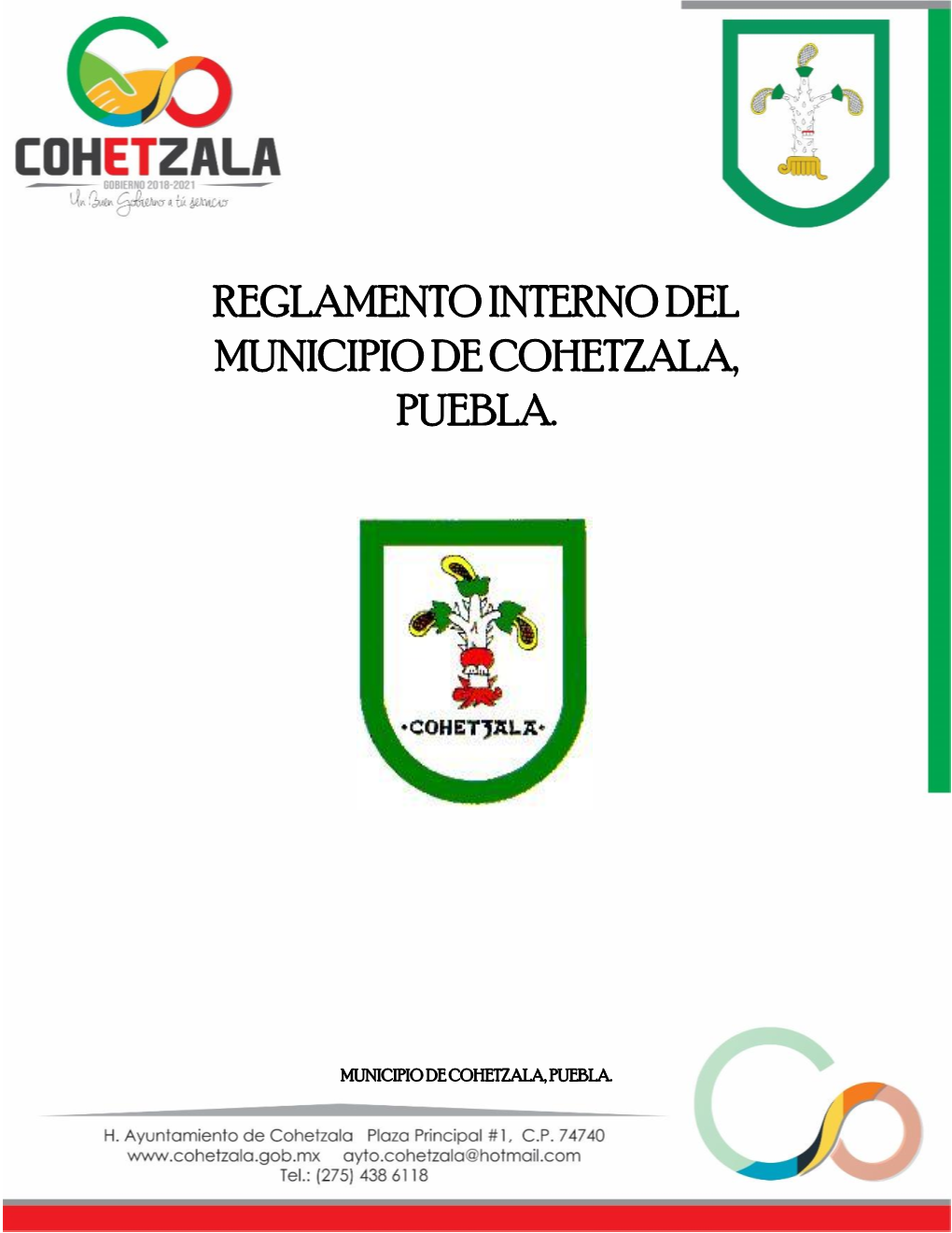 Reglamento Interno Del Municipio De Cohetzala, Puebla