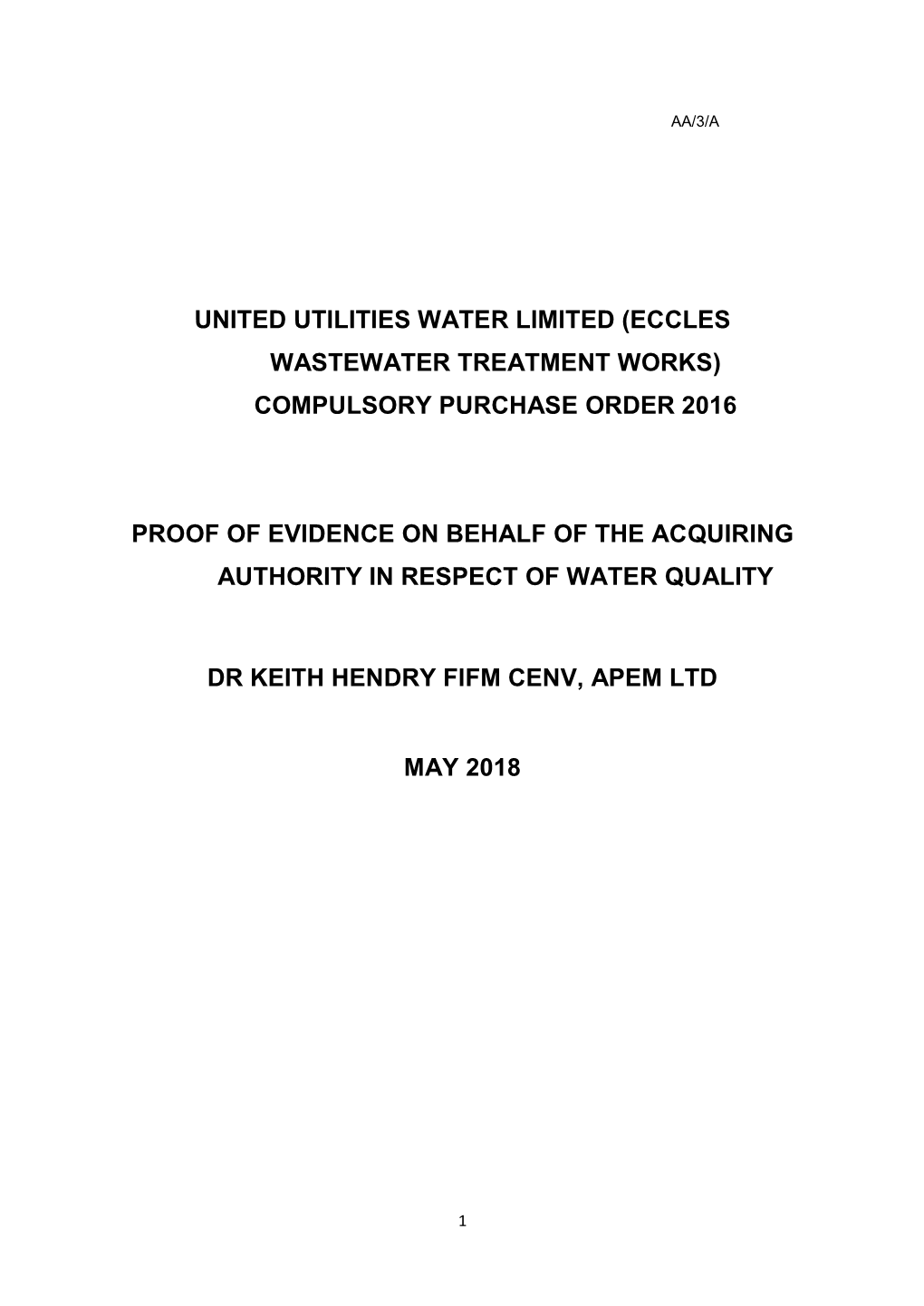 Eccles Wastewater Treatment Works) Compulsory Purchase Order 2016