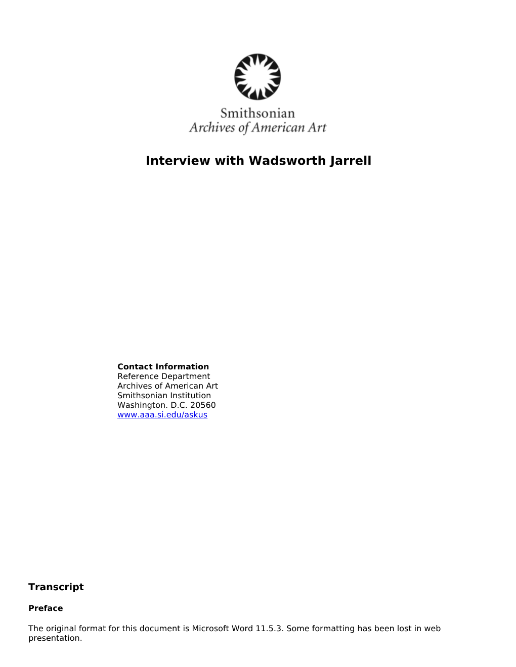 Interview with Wadsworth Jarrell