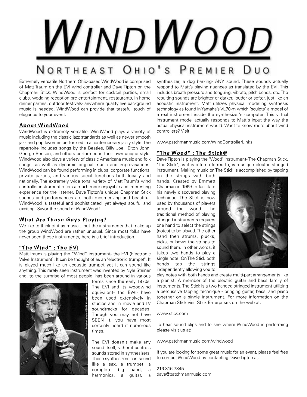 Windwood Info 1 Page