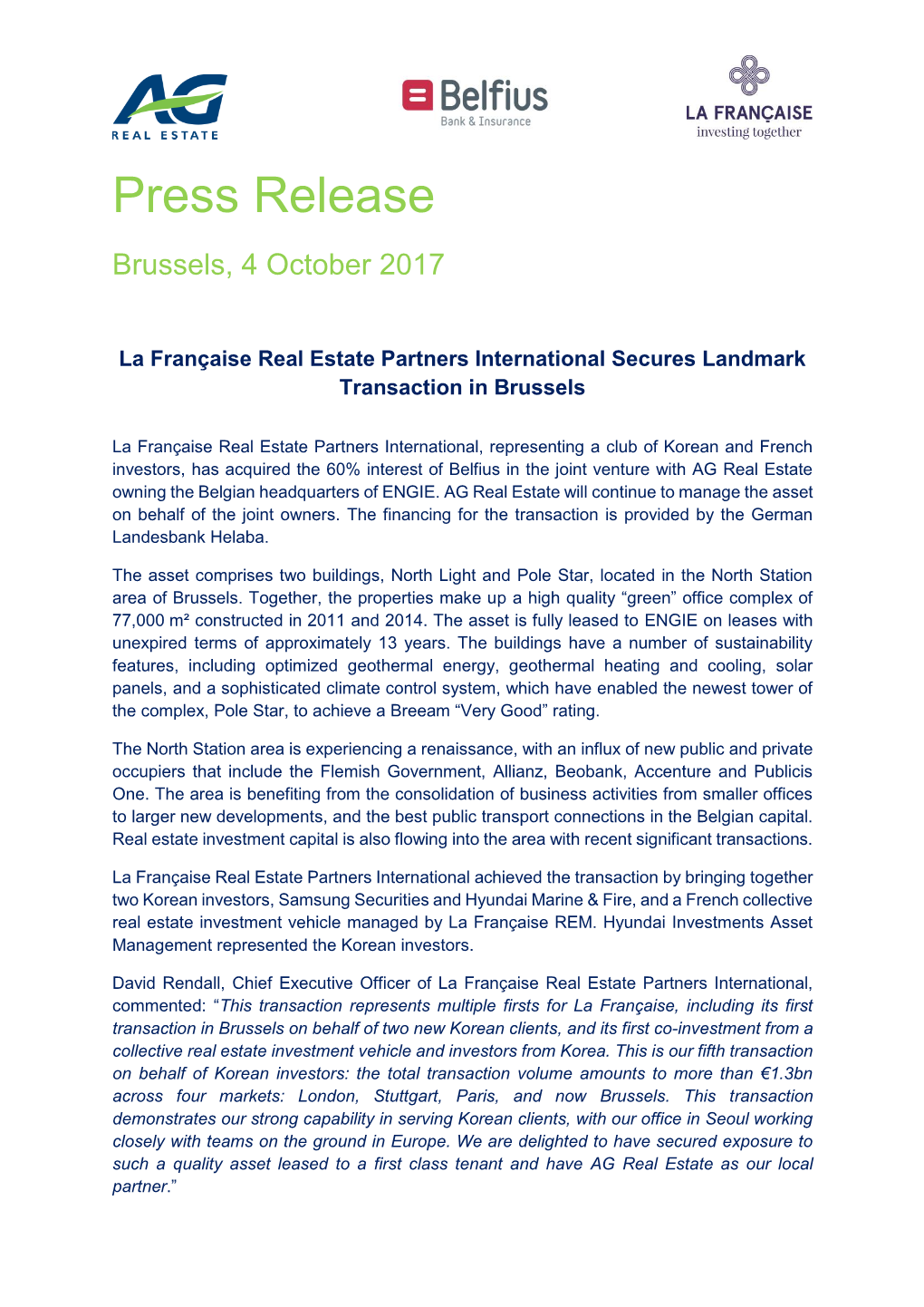 Press Release Brussels, 4 October 2017