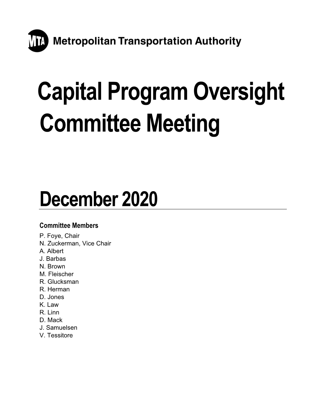 Capital Program Oversight Committee Meeting